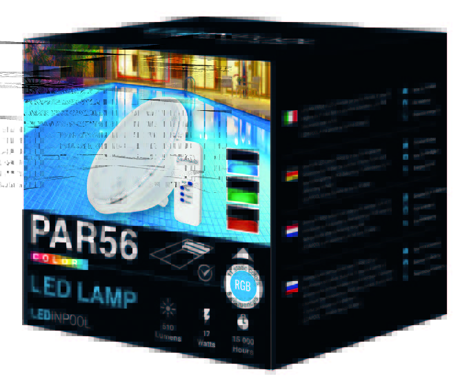 Lampe LED format PAR56 plate couleur 90 LED RGB + télécommande AQUALUX -  PiscineIndustrie