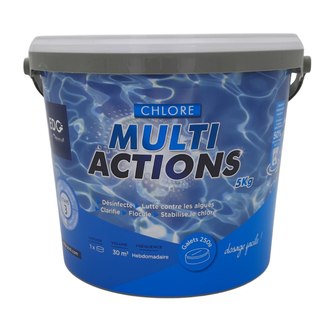 CHLORE MULTIACTION GALET 250G-1KG de Aqualux - Produits piscines p