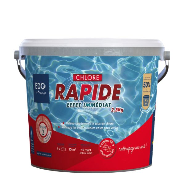 CHLORE RAPIDE PASTILLES 20 G EDG BY AQUALUX SEAU DE 2,5 KG